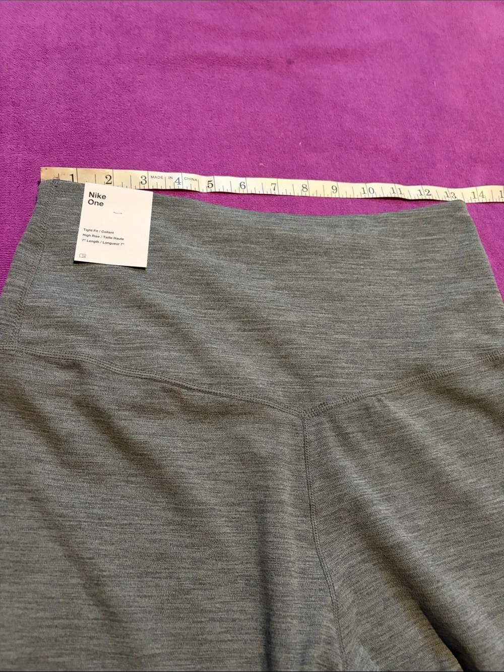 🩶 Nike DRI-FIT Women's Heather Gray High-Rise Bike Shorts 7” Inseam Size Medium